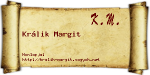 Králik Margit névjegykártya